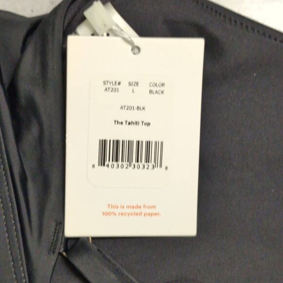 NWT Andie Tahiti Top Black Adjustable Straps Metal Hardware V Neck Bikini L - Picture 9 of 9